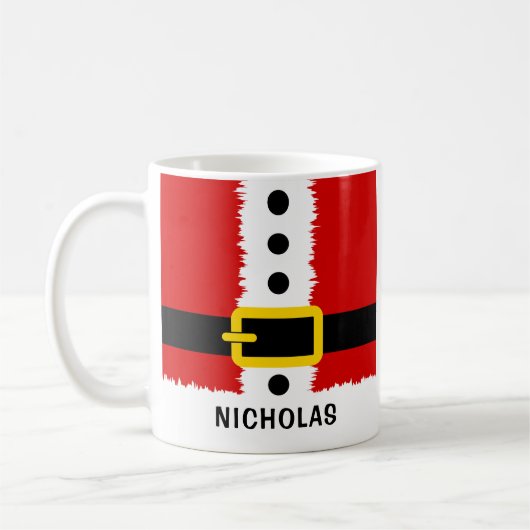 Santa Claus Anzug und Gürtelschnalle Niedlich Weih Kaffeetasse (Links)