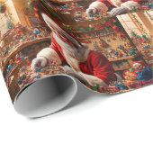 Santa Claus arbeitet in seiner Weihnachtsspielwerk Geschenkpapier (Rolleneckpunkt)