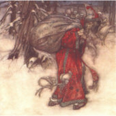 Santa Claus Arthur Rackham Aufkleber (Vorderseite)