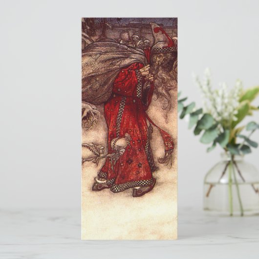 Santa Claus Arthur Rackham Einladung (Stehend Vorderseite)