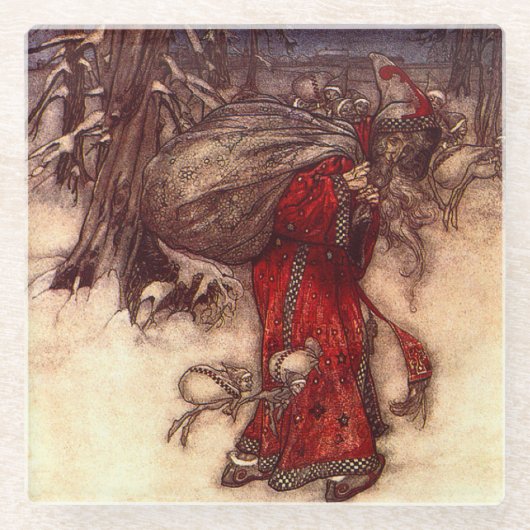 Santa Claus Arthur Rackham Glasuntersetzer (Vorderseite)