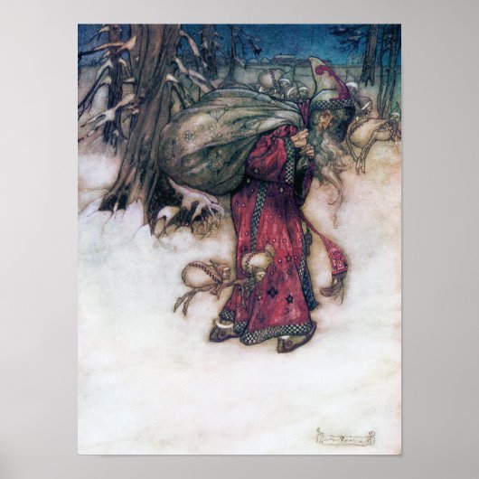 Santa Claus, Arthur Rackham Illustration Poster (Vorne)