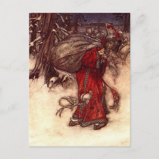 Santa Claus Arthur Rackham Postkarte (Vorderseite)
