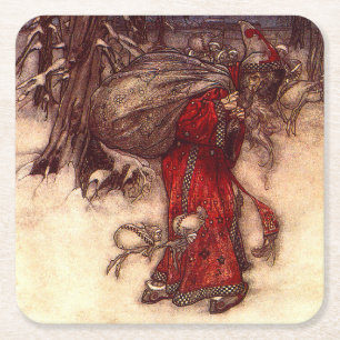 Santa Claus Arthur Rackham Rechteckiger Pappuntersetzer