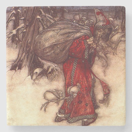 Santa Claus Arthur Rackham Steinuntersetzer (Vorderseite)