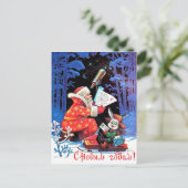 Santa CLaus Astronomin, Vintager russischer Urlaub Postkarte (Stehend Vorderseite)
