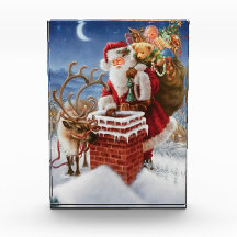 Santa Claus auf dem Dach Foto Block