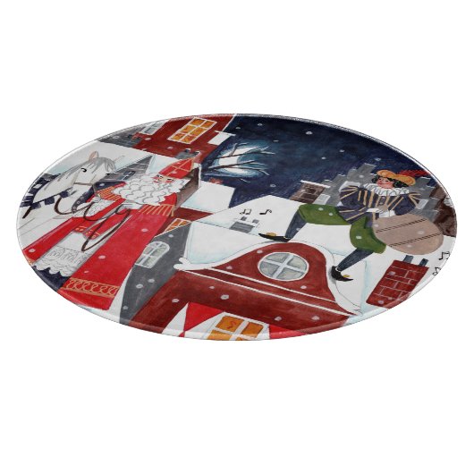 Santa Claus auf den Dächern von Amsterdam Schneidebrett (Ecke)