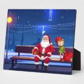 Santa Claus auf der Parkbank Fotoplatte (Seite)