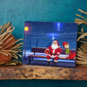 Santa Claus auf der Parkbank Fotoplatte (Seite)