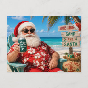 Santa Claus auf der Strandansicht Weihnachtsfeier Postkarte