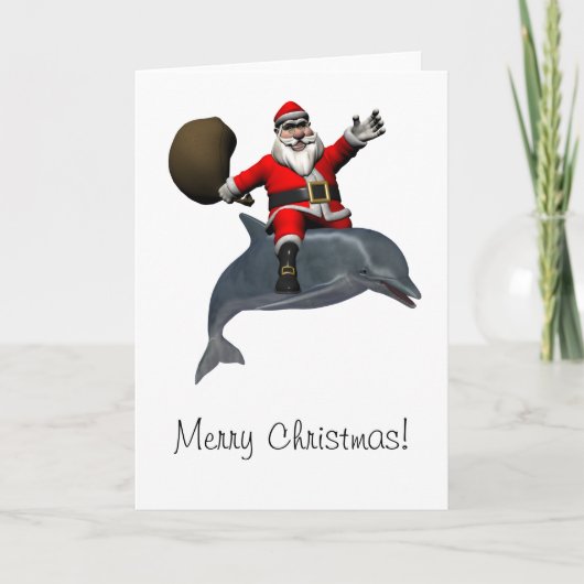Santa Claus auf Dolphin Feiertagskarte (Vorderseite)