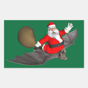 Santa Claus auf fliegender Fledermaus Rechteckiger Aufkleber