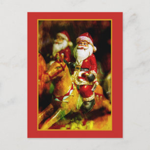 Santa Claus auf Karussell Feiertagspostkarte