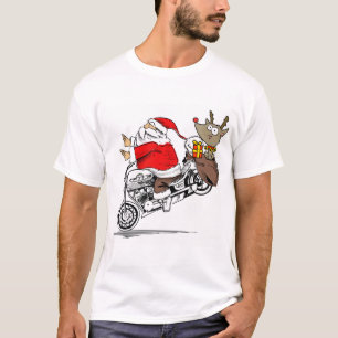 Santa Claus auf Motorrad Rudolph das Rentier  T-Shirt