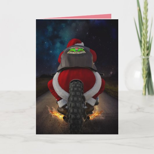 SANTA CLAUS AUF MOTORRADCHRISTMAS-KARTE KARTE (Vorderseite)