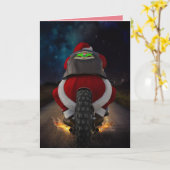 SANTA CLAUS AUF MOTORRADCHRISTMAS-KARTE KARTE (Gelbe Blume)