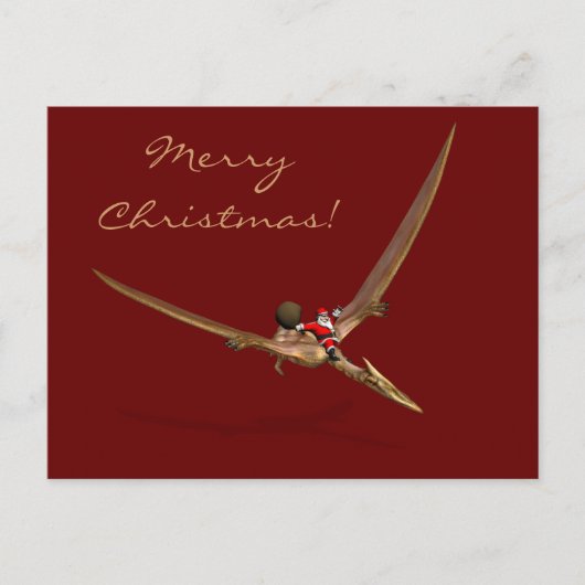 Santa Claus auf Quetzalcoatlus Feiertagspostkarte (Vorderseite)