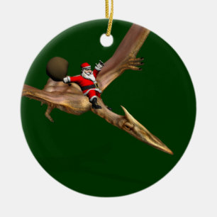 Santa Claus auf Quetzalcoatlus Keramik Ornament