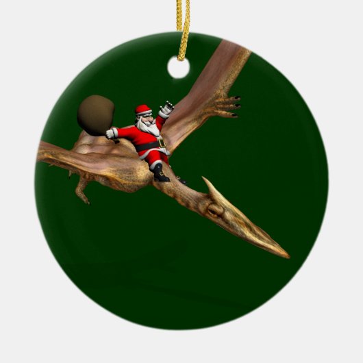 Santa Claus auf Quetzalcoatlus Keramik Ornament (Vorne)