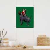 Santa Claus auf Rhino Rhinoceros Poster (Küche)