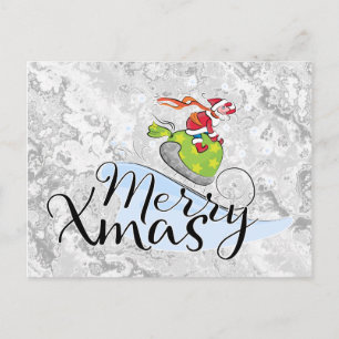 SANTA CLAUS auf Schlitten - Merry Xmas Feiertagspostkarte