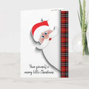 Santa Claus auf Tartan Kariert Feiertagskarte
