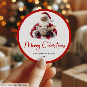 Santa-Claus-Aufkleber für Weihnachtspackungen Runder Aufkleber