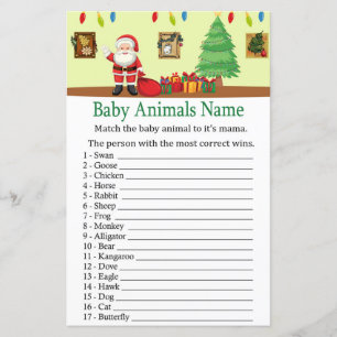 Santa Claus Baby Animals Name Spiel Babydusche