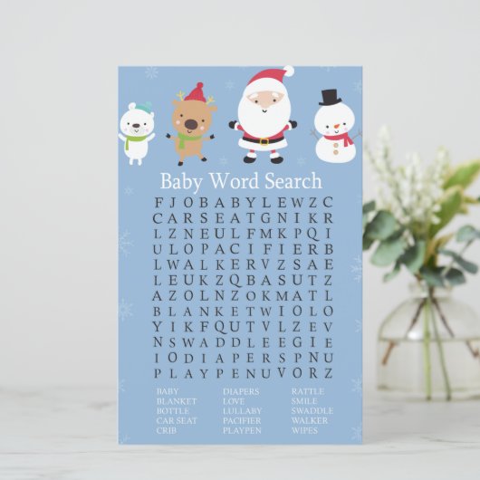 Santa Claus Baby Dusche Word Search Game (Stehend Vorderseite)