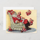 Santa Claus Babysits Retro Image Holiday Postkarte (Vorne/Hinten)