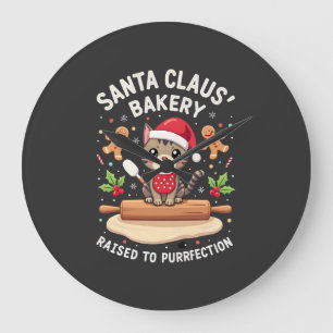 Santa Claus Bäckerei geknetet zur Purrfection Weih Große Wanduhr