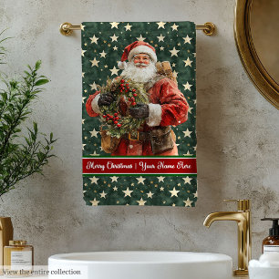 Santa Claus Badetücher in trendiger Wasserfarbe Badhandtuch Set
