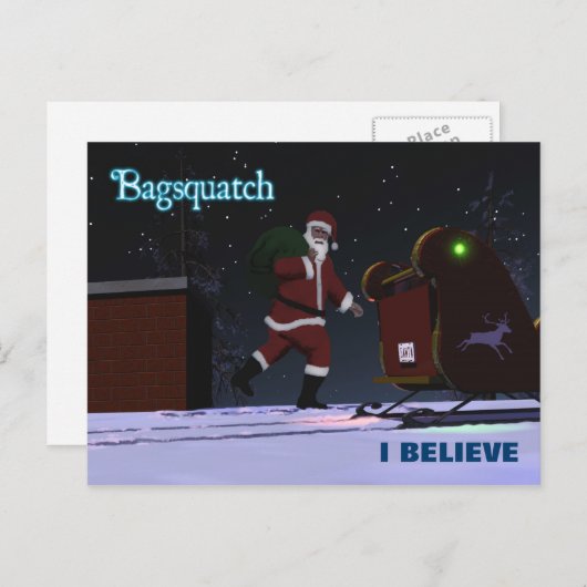 Santa Claus - Bagsquatch Feiertagspostkarte (Vorne/Hinten)