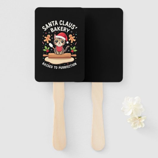 Santa Claus Bakery Kneaded To Purrfection Christma Fächer (Vorne und Hinten)