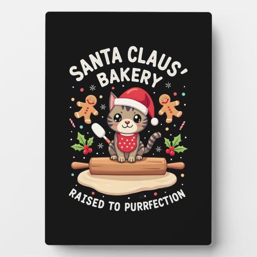 Santa Claus Bakery Kneaded To Purrfection Christma Fotoplatte (Vorderseite)