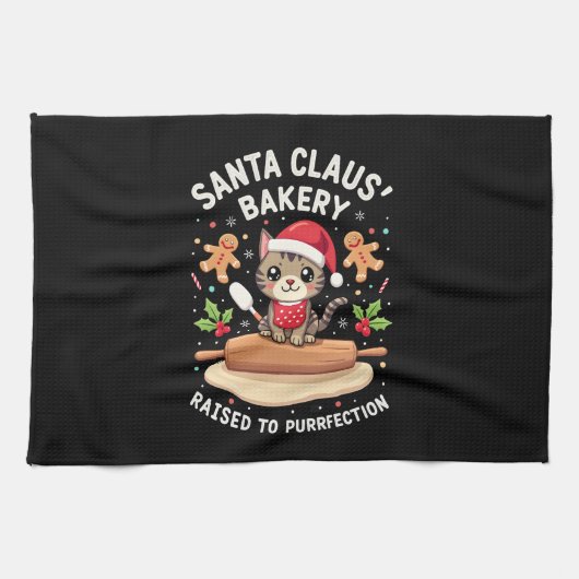 Santa Claus Bakery Kneaded To Purrfection Christma Geschirrtuch (Horizontal)
