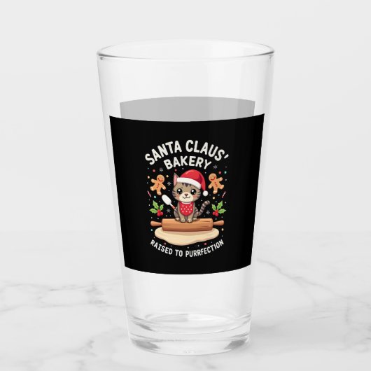 Santa Claus Bakery Kneaded To Purrfection Christma Glas (Vorderseite)