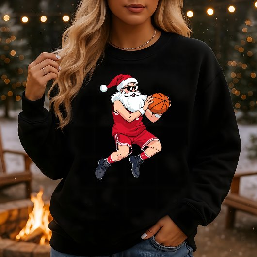 Santa Claus Baller Hoops Christmas Sweatshirt