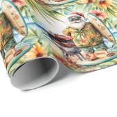 Santa Claus Barbecue am Strand Geschenkpapier (Rolleneckpunkt)