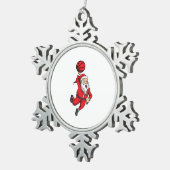 Santa Claus Basketball Basketballer Weihnachten Schneeflocken Zinn-Ornament (Rechts)