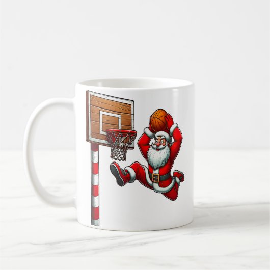 Santa Claus Basketball Player Christmas Xmas Kaffeetasse (Links)