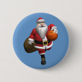 Santa Claus Basketball-Spieler Button (Vorderseite)