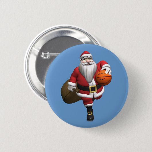 Santa Claus Basketball-Spieler Button (Vorne & Hinten)