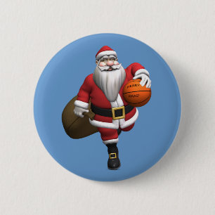 Santa Claus Basketball-Spieler Button
