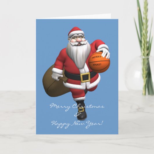 Santa Claus Basketball-Spieler Feiertagskarte (Vorderseite)