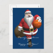 Santa Claus Basketball-Spieler Feiertagspostkarte (Vorne/Hinten)