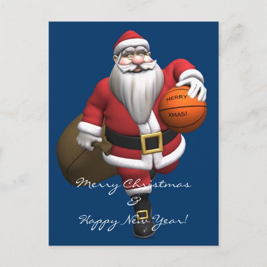 Santa Claus Basketball-Spieler Feiertagspostkarte (Vorderseite)