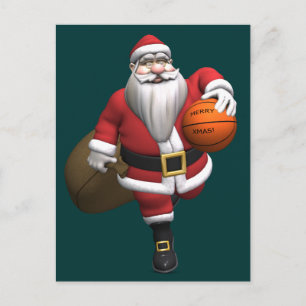 Santa Claus Basketball-Spieler Feiertagspostkarte