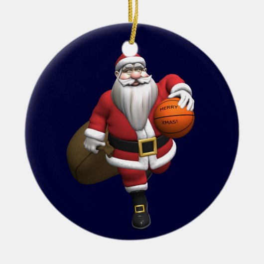 Santa Claus Basketball-Spieler Keramikornament (Vorne)